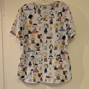 Peanuts White Multicolor Character Print Women's Tee